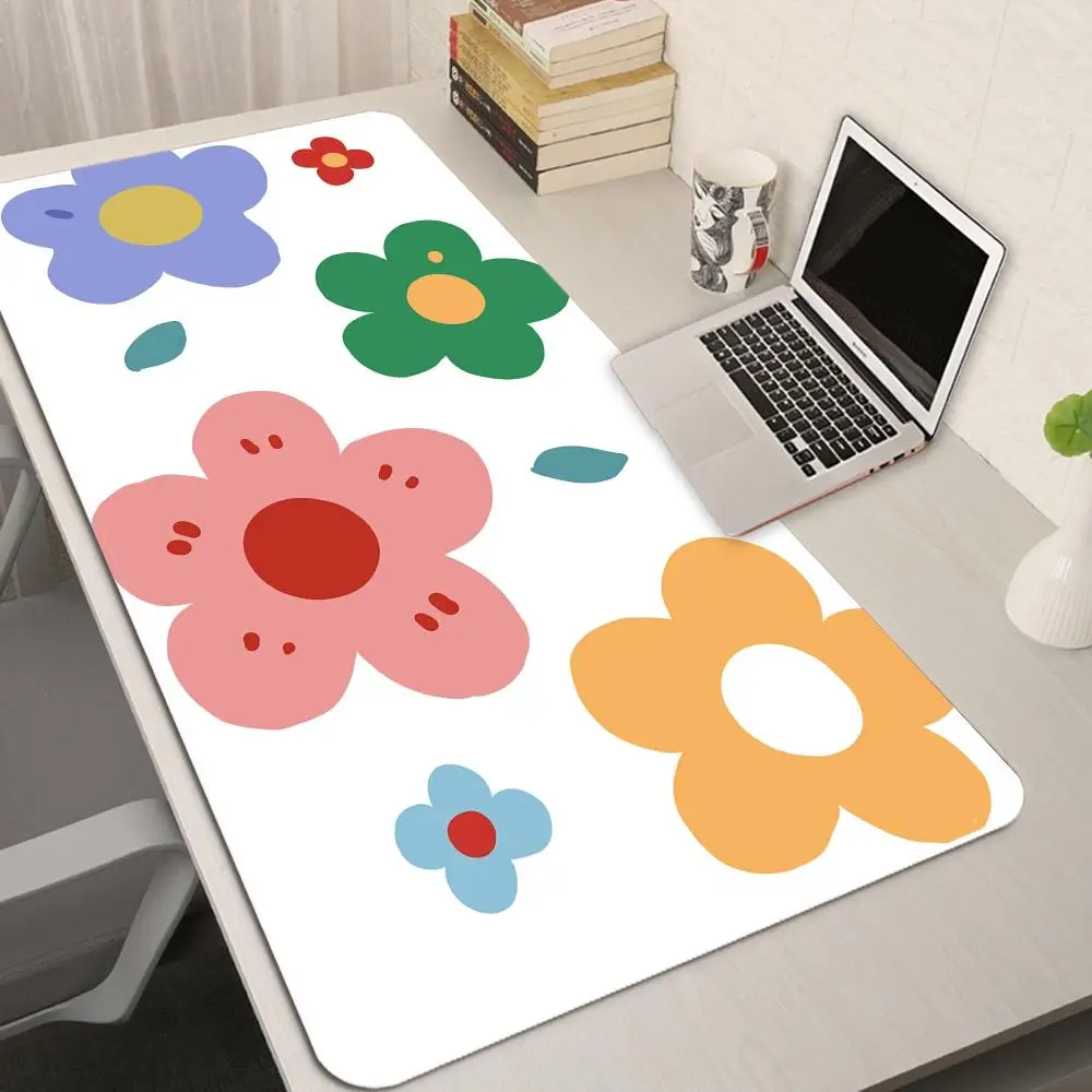 Cute Mousepad Flower Mouse Pad Large Mouse Mat Natural Rubber Table Rug PC Desk Mat Popular Desk Pad 100x50cm Mousepads