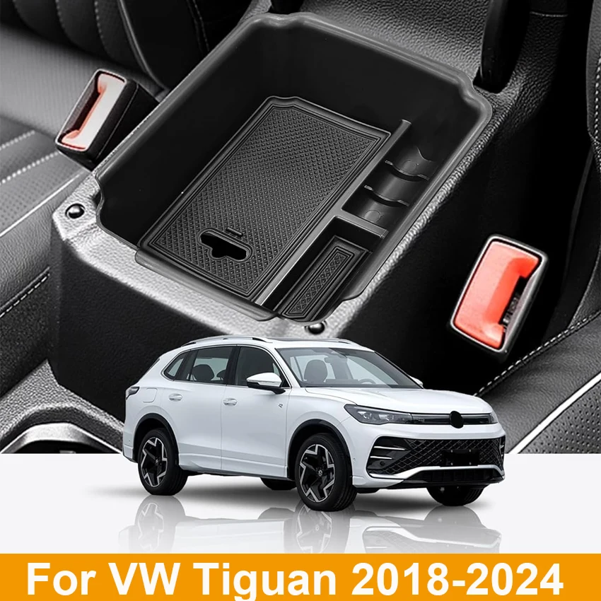 

Center Console Armrest Storage Box Organizer Holder For VW Tiguan 2018 2019 2020 2021 2022 2023 2024 Car Interior Accessories