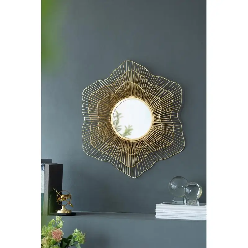 مرآة معدنية مثبتة على الحائط لديكور المنزل - استخدام الحمام وغرفة المعيشة، D27x2.4 بوصة، أنيقة وعملية