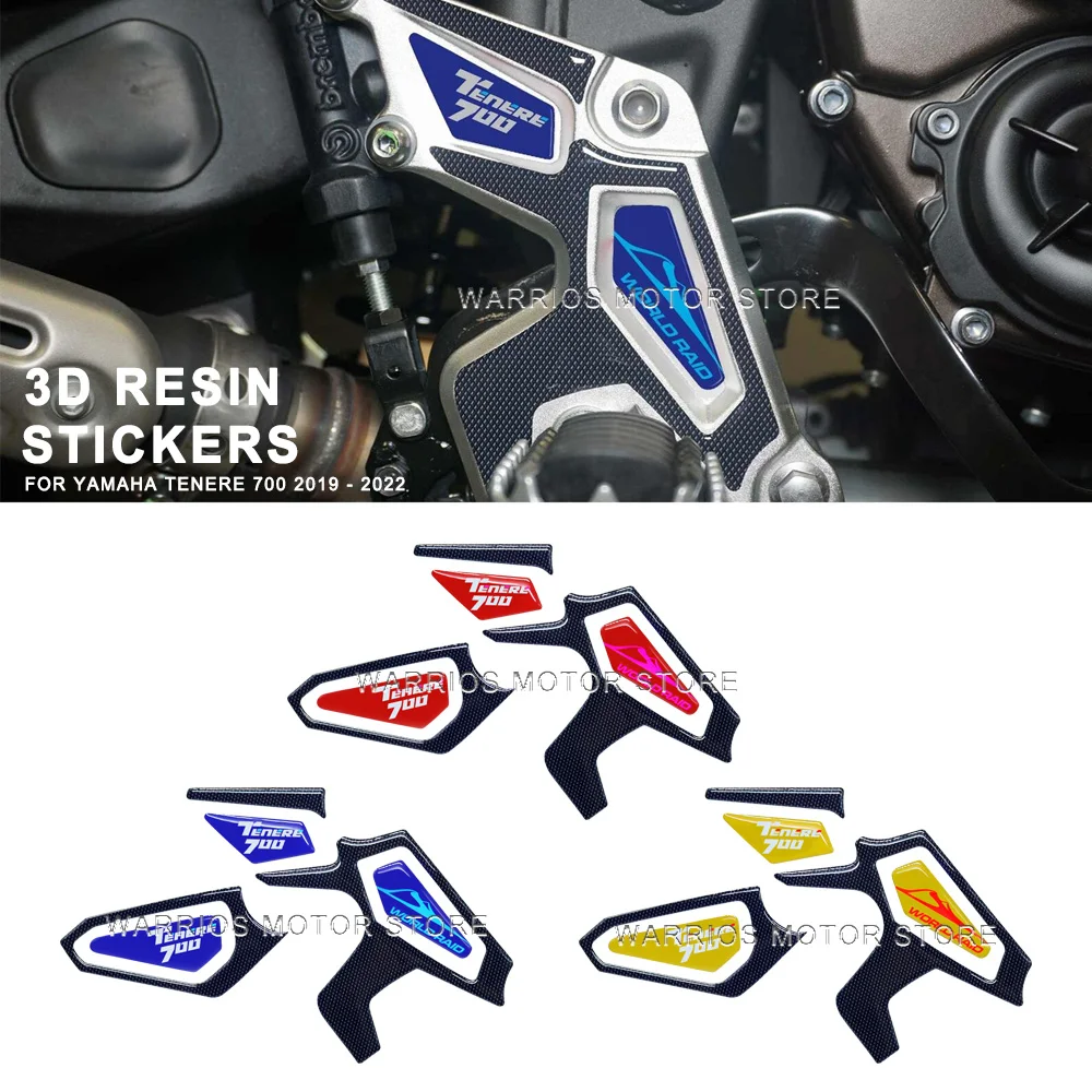 For Yamaha Tenere 700 2019 - 2022 Motorcycle Sill sticker 3D resin scratch resistant sticker Guards Heel Pad