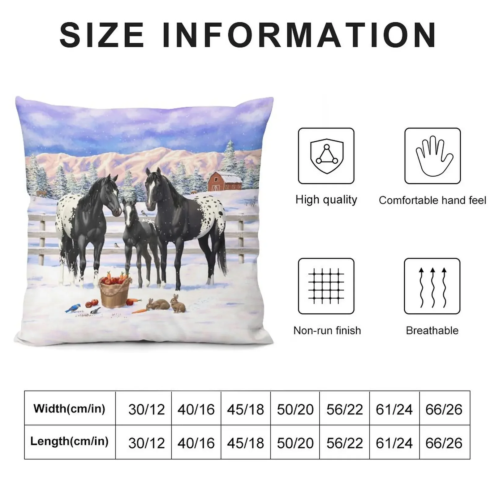 Black Appaloosa Horses In Snow Throw Pillow Elastic Cover For Sofa Pillow Cover pillow