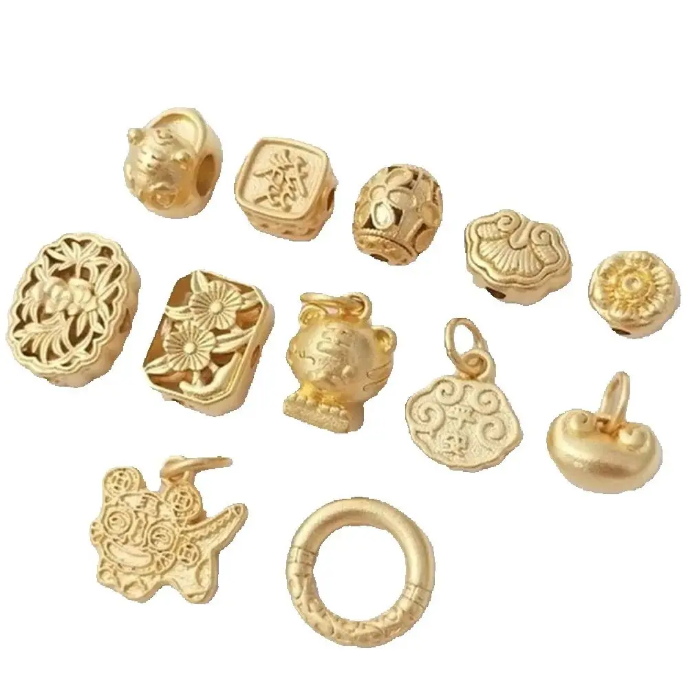 Sand Gold Ruyi Transfer Beads Across Beads Tiger Head Qiankun Circle Pendant Handmade DIY Knitted Rope Beaded Jewelry Accessorie
