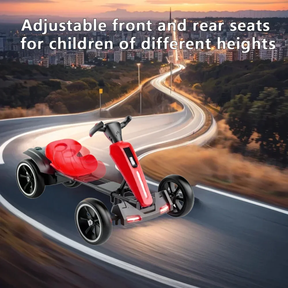 12V electric Kids Pedal Go Kart, Folder Go Kart, Outdoor Ride on Toy with Adjustable Seat, 4 Wheels for Boys and Girls