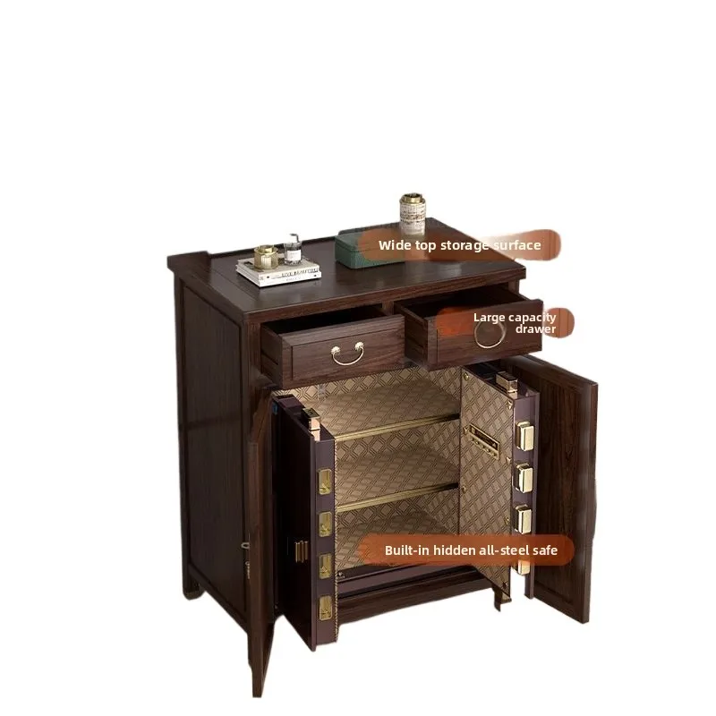 Safe bedside table integrated, solid wood household small invisible smart safe