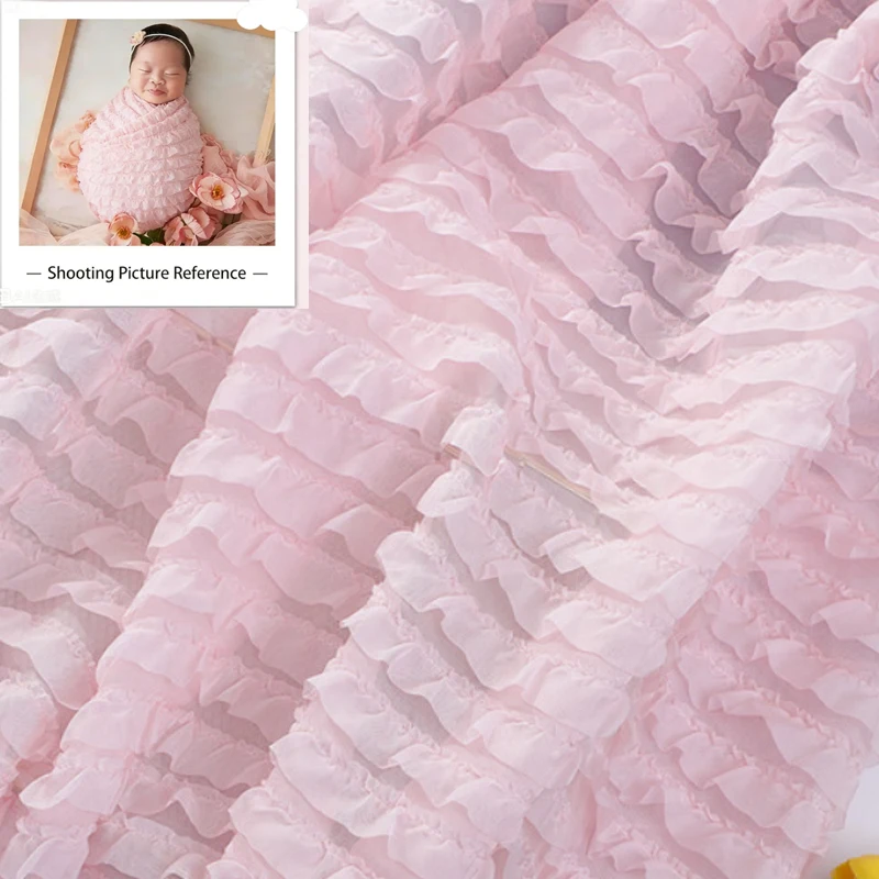 غلاف دعائم التصوير الفوتوغرافي لحديثي الولادة - تطريز زهور ثلاثي الأبعاد مع حافة شيفون مكشكشة، دعامة أطفال متماسكة، نيويوبونفوت، ملحقات بيبي، سينجينيا