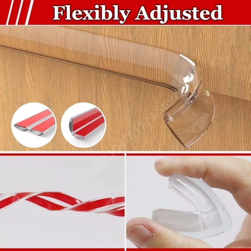 Transparent 3 Meters Table Edge Guard Furniture Corner Protector Strip Self Adhesive Kids Safety Collision Proof Soft Bumper