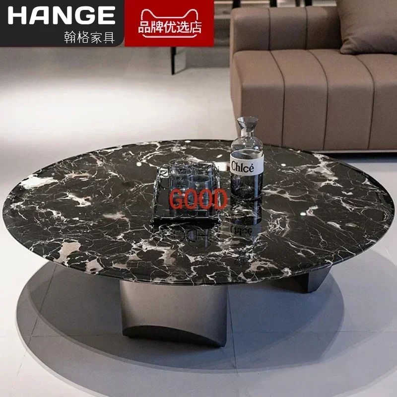 TAOHousehold Small Apartment round Natural Marble Suspension Tea Table