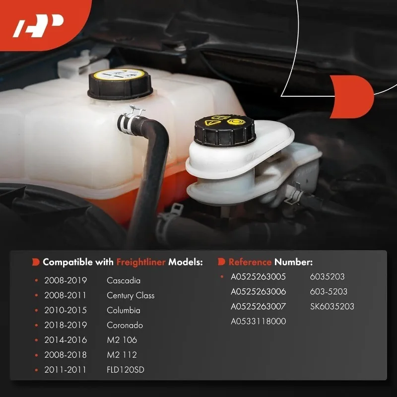 A-Premium-Rückgewinnungsbehälter für Motorkühlmittelüberlauf [mit Kappe und Sensor] Kompatibel mit Freightliner Cascadia 2008–2017, C