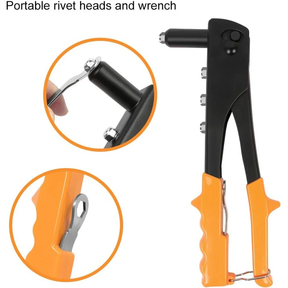 Imagem -02 - Conjunto de Arma Rebitador Resistente Inclui 100 Peças de Rebites Conjunto de Rebitador Manual Alicate de Rebite Cego Arma Faça Você Mesmo Rebites Porca Ferramentas Automotivas