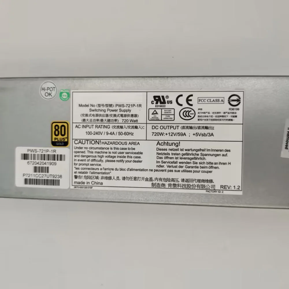 Für Supermicro 720W Server Redundantes Netzteil PWS-721P-1R