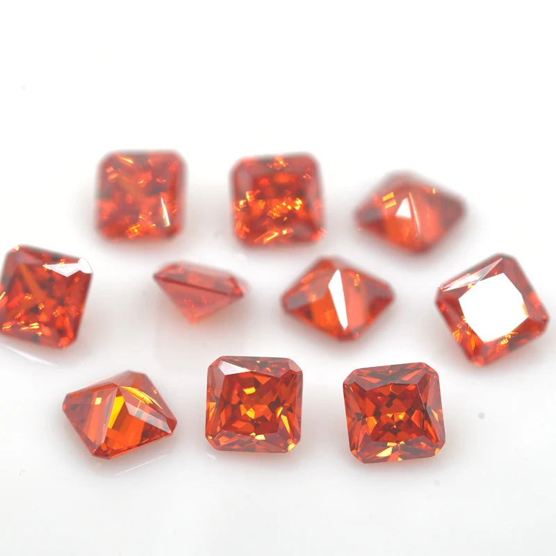 Forma ottagonale quadrata arancione 3 x3 ~ 20x20mm 5A pietra allentata con zirconi cubici CZ per bracciali donna di alta qualità