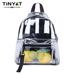 TINYAT Ita Bags Clear Transparent Backpacks for Women, Fashionable and Waterproof School Bags, Ideal for Sports and Concerts