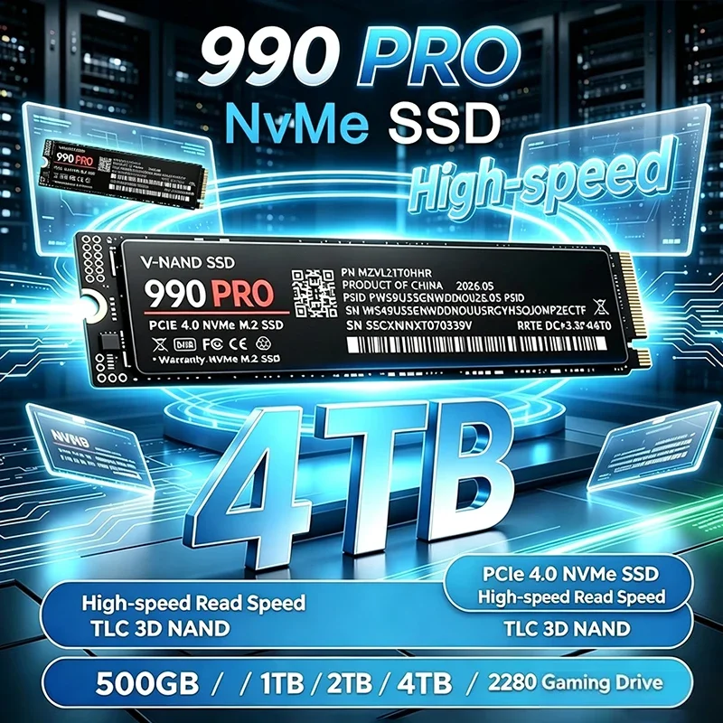 2026 New M.2 990 PRO NVMe SSD PCIe Gen4 High Performance Internal Drive 1TB 2TB 4TB Storage Upgrade For Desktop Laptop
