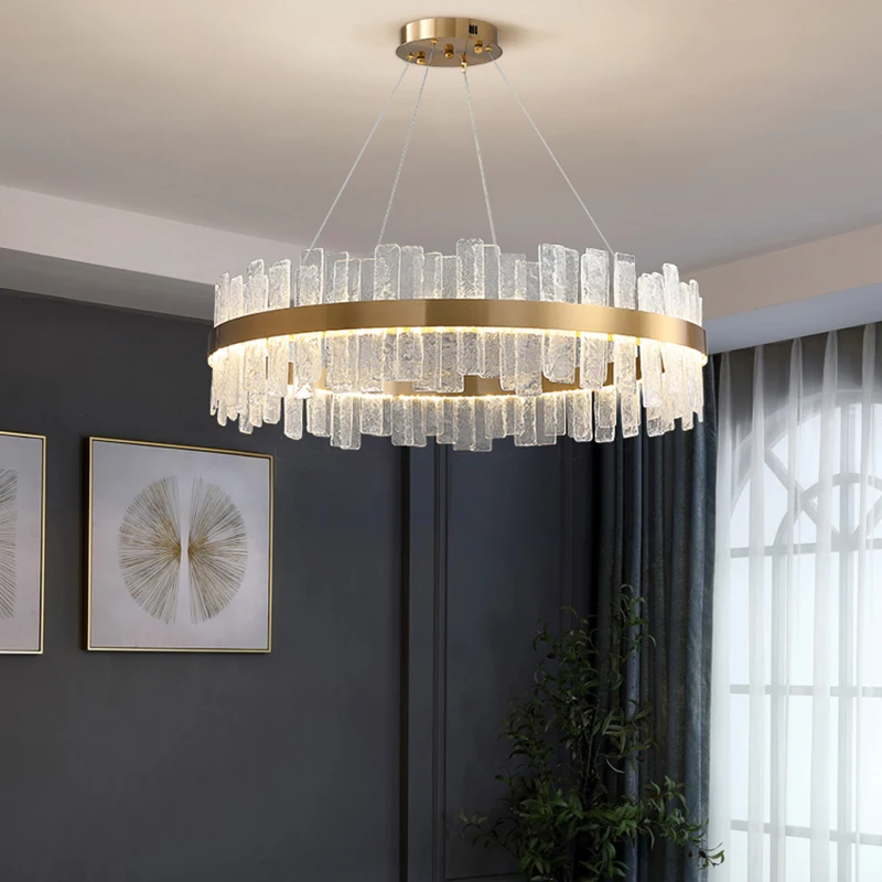 

Modern Chandeliers Gold K9 Crystal Lighting Hang Lamp Cristal Luster Kitchen Island Led Lights Indoor Light Fixtures