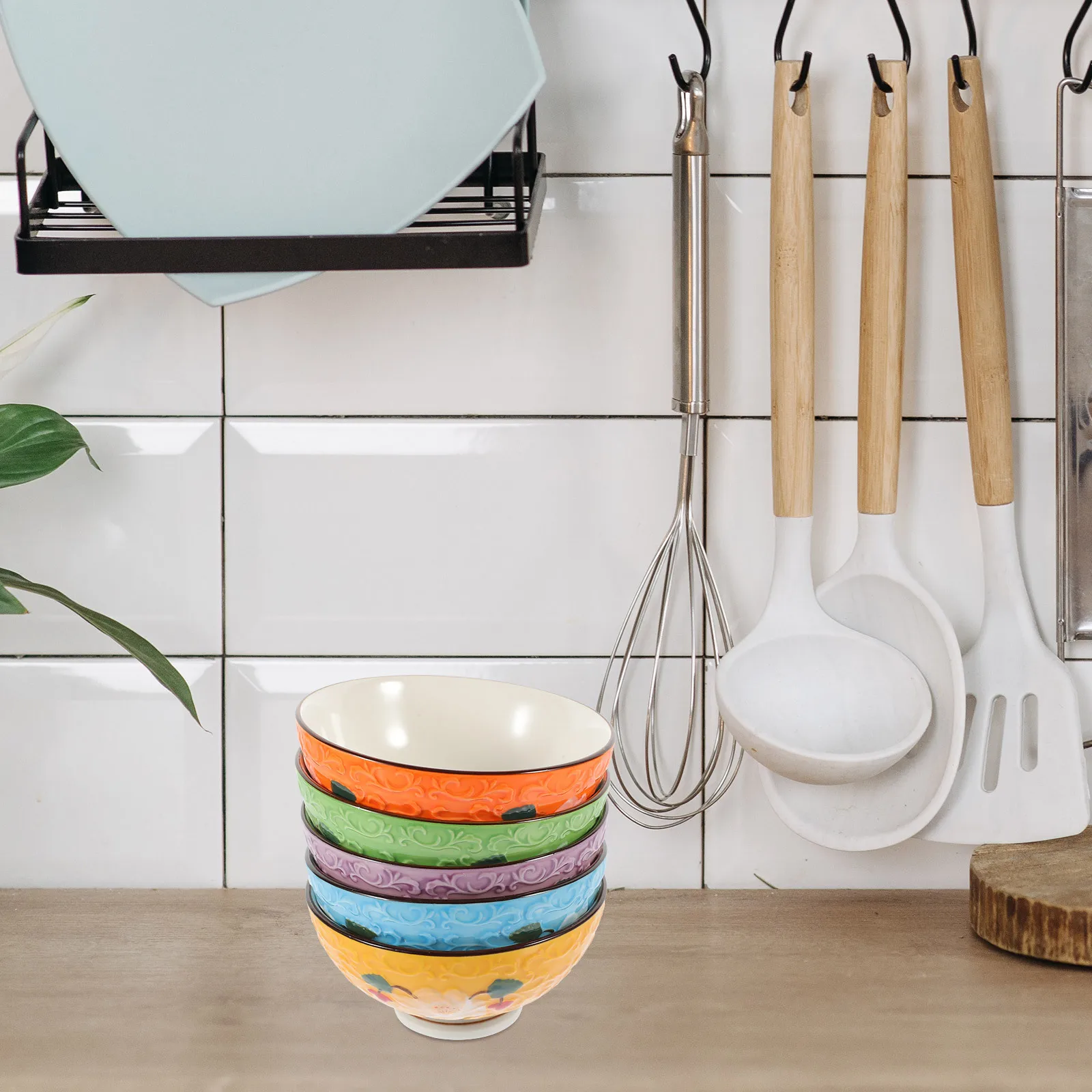 

5Pcs Ceramic Bowl Set Elevated Edge Snack Serving Dish Candy Nut Holder Multipurpose Decorative Food Storage Bowl