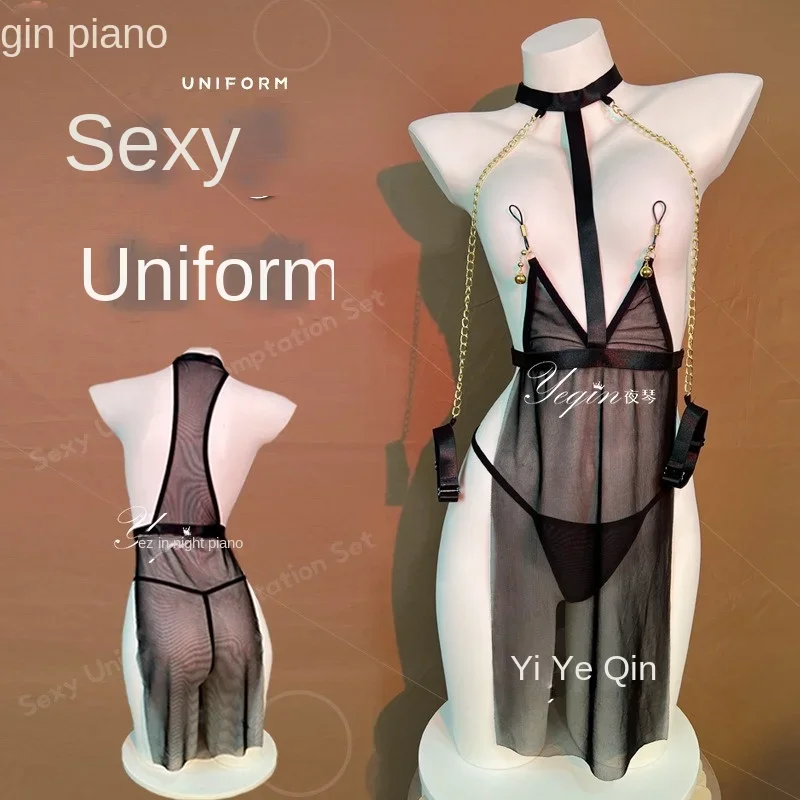 

Сексуальная сетчатая Просвечивающая грудь, страстная несъемная кровать SM, женская рубашка, горячее нижнее белье, женское белье, новинка 2024 года, одежда