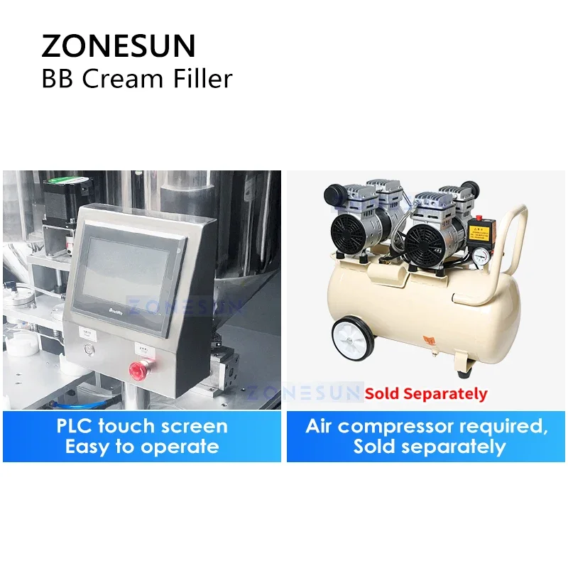 ZONESUN BB Cream Filling Machine Three Color Multi Tone Beauty Balm Filler CC Cream Cosmetics Beauty Product Equipment ZS-GTBB2S