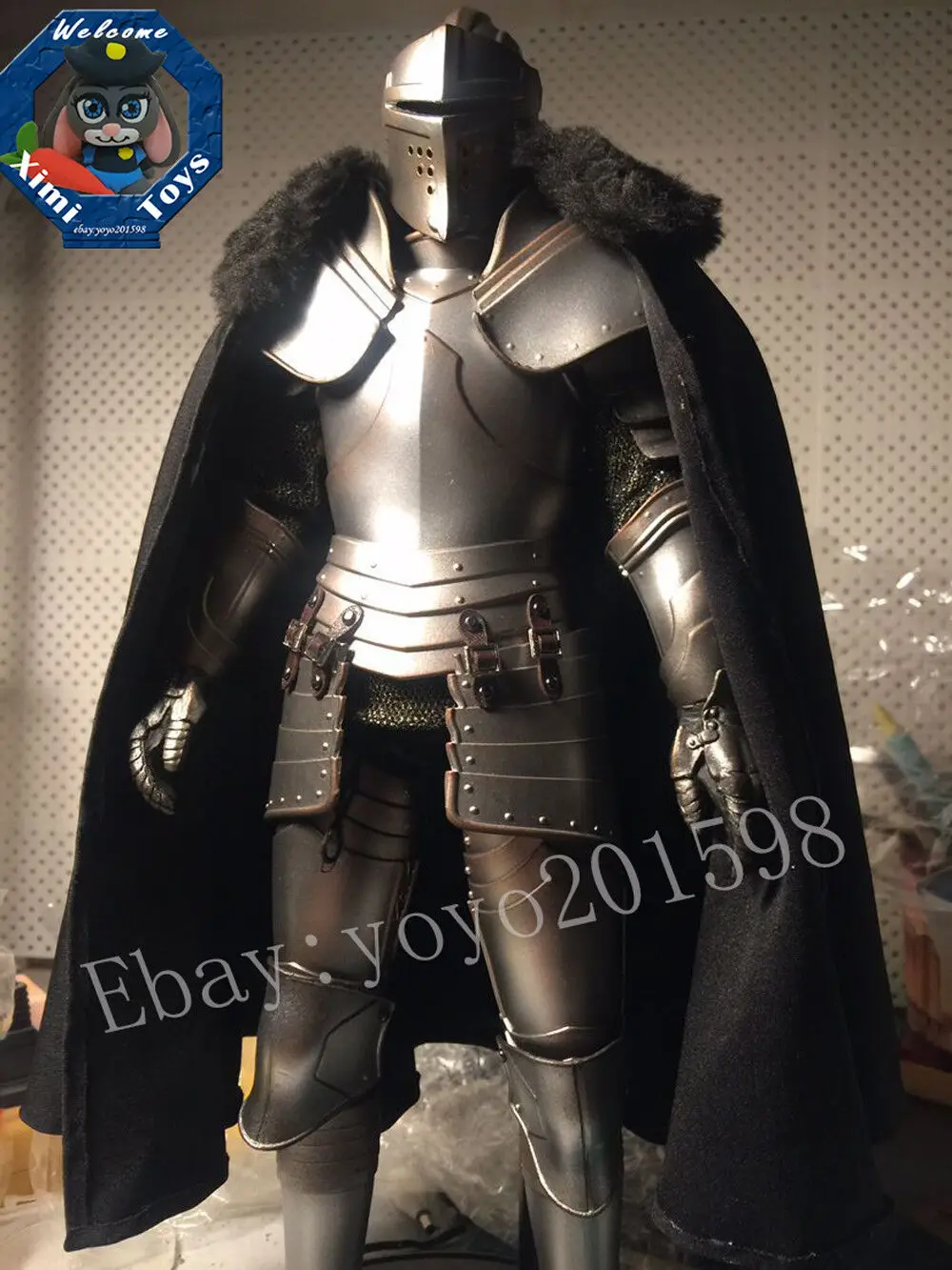 1:6 Scale Black a royal knight fur collar cloak For 12\