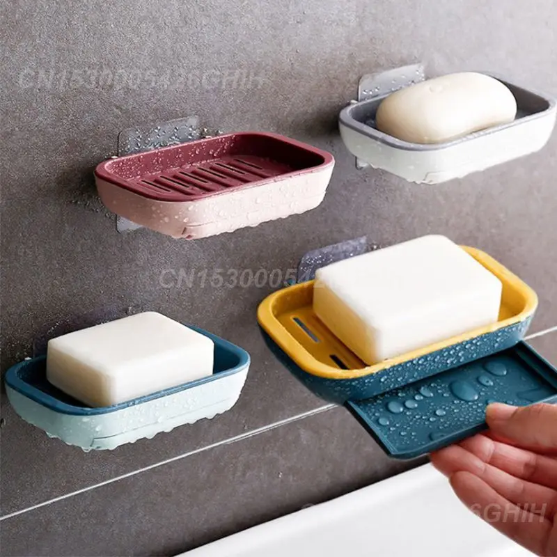 5/10/20PCS Soap Rack No Drilling Wall Mounted Soap Drain Holder Double Layer Soap Dish Soap Self Adhesive Bathroom Accessories