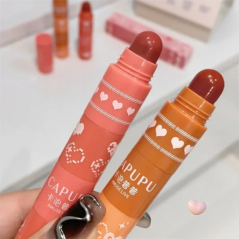 Velvet Matte Lipstick Set 4 w 1 Nude Peach Red Lip Tint Long Lasting Not Fading Crayon Lip Liner Non-stick Lip Gloss Kit Makeup