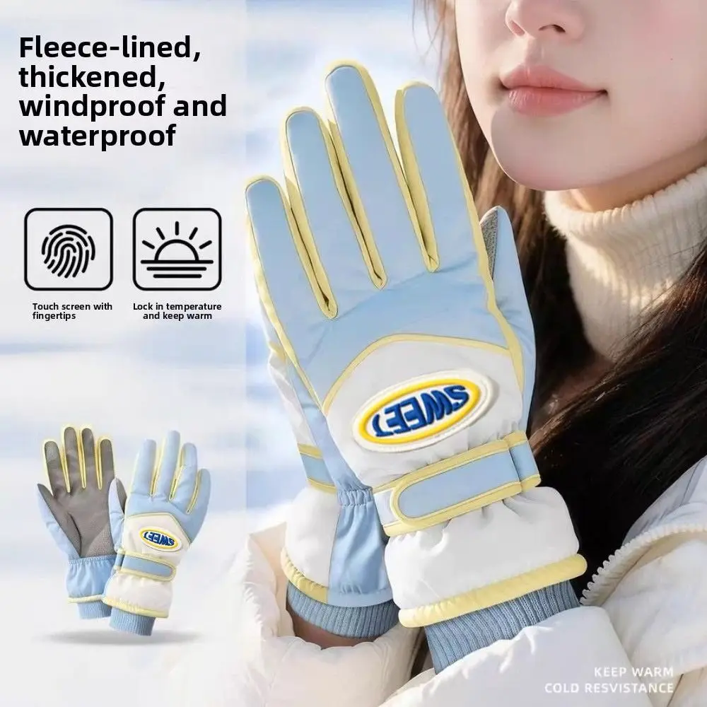 

Мягкие сохраняющие тепло перчатки для сноуборда, водонепроницаемые велосипедные варежки с сенсорным экраном, утепленные ветрозащитные лыжные перчатки для вождения