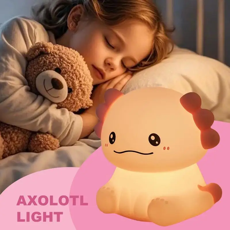 

Silicone Night Light Silicone Light Axolotl Shape LED Changing Colors Cute Bright Lighting For Nursery Bedroom Bathroom Toddler