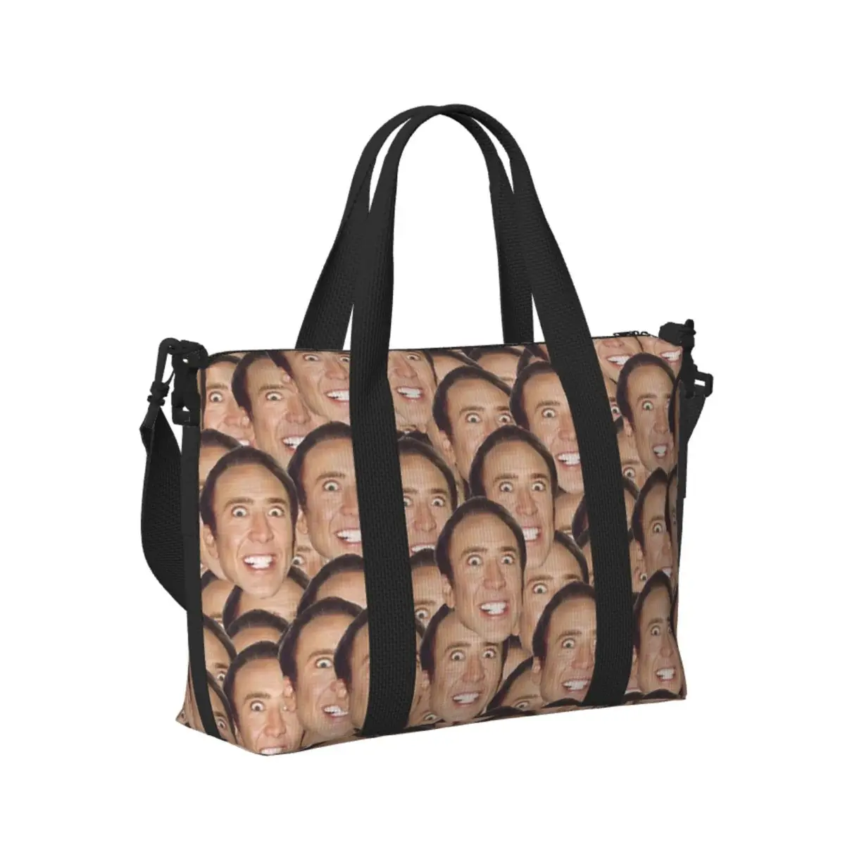 

Пользовательские Николас Кейдж Мем Пляжная дорожная сумка Большая вместительная сумка-тоут для спортзала Спортивная женская дорожная сумка для покупок