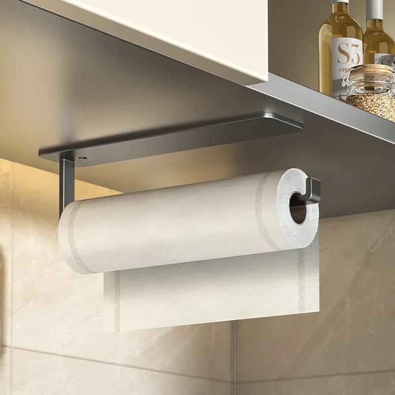 

Self Adhesive Kitchen Paper Holder No Drill Napkin Tissue Towel Toilet Roll Paper Holder Hanger Cabinets Bathroom Storage Rack