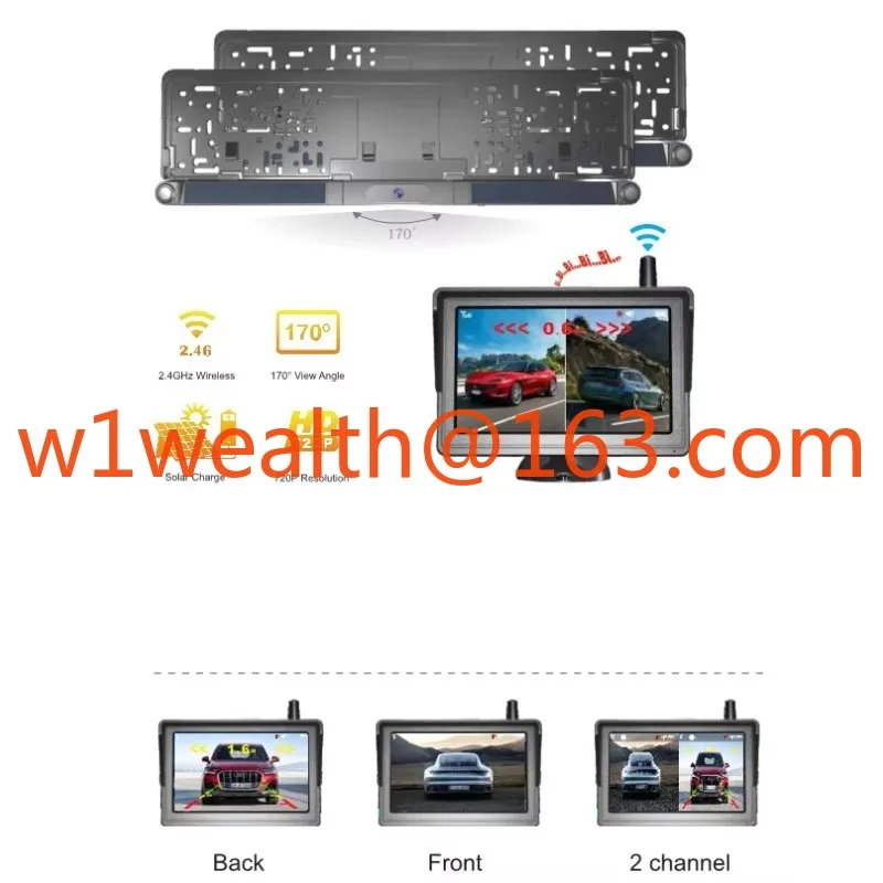 Dual Channel High-Definition Camera (Front and Rear) with 5-Inch Solar 2.4GHz Digital Wireless for Parking