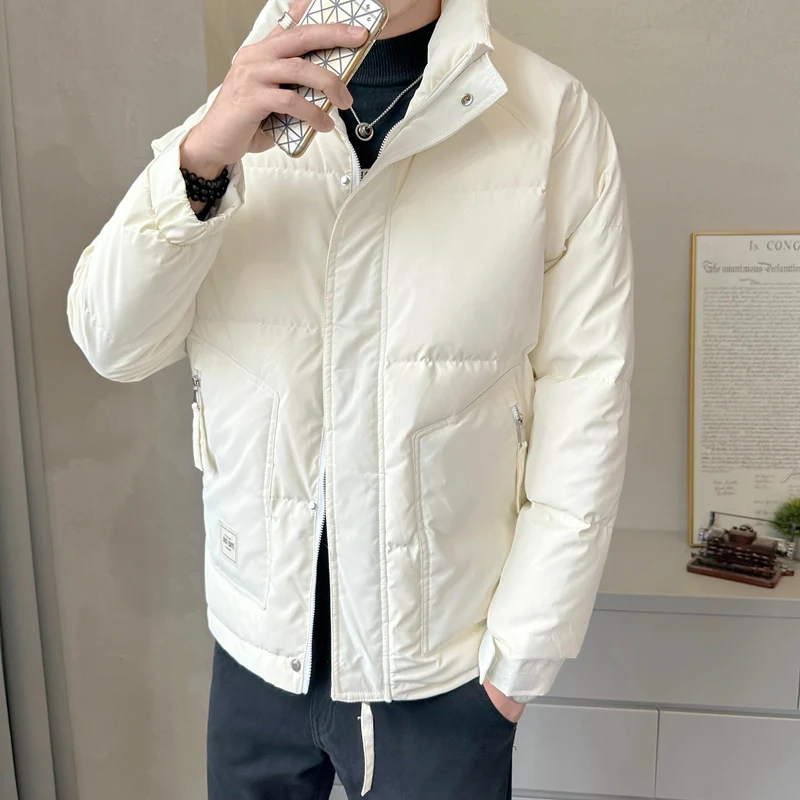 

Men's Short Baseball Jackets Thickened Jackets Trendy Brand Cool Solid Color Duck Down Jackets Spring Winter Casual Down Jackets