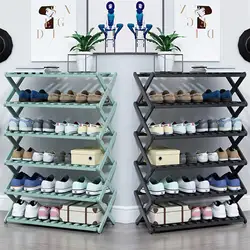 Folding Bamboo Shoe Rack Shelf Entryway Home Living Room Balcony Shoe Organizer Storage Cabinet Multi-Layer Foldable Shoe Shelf