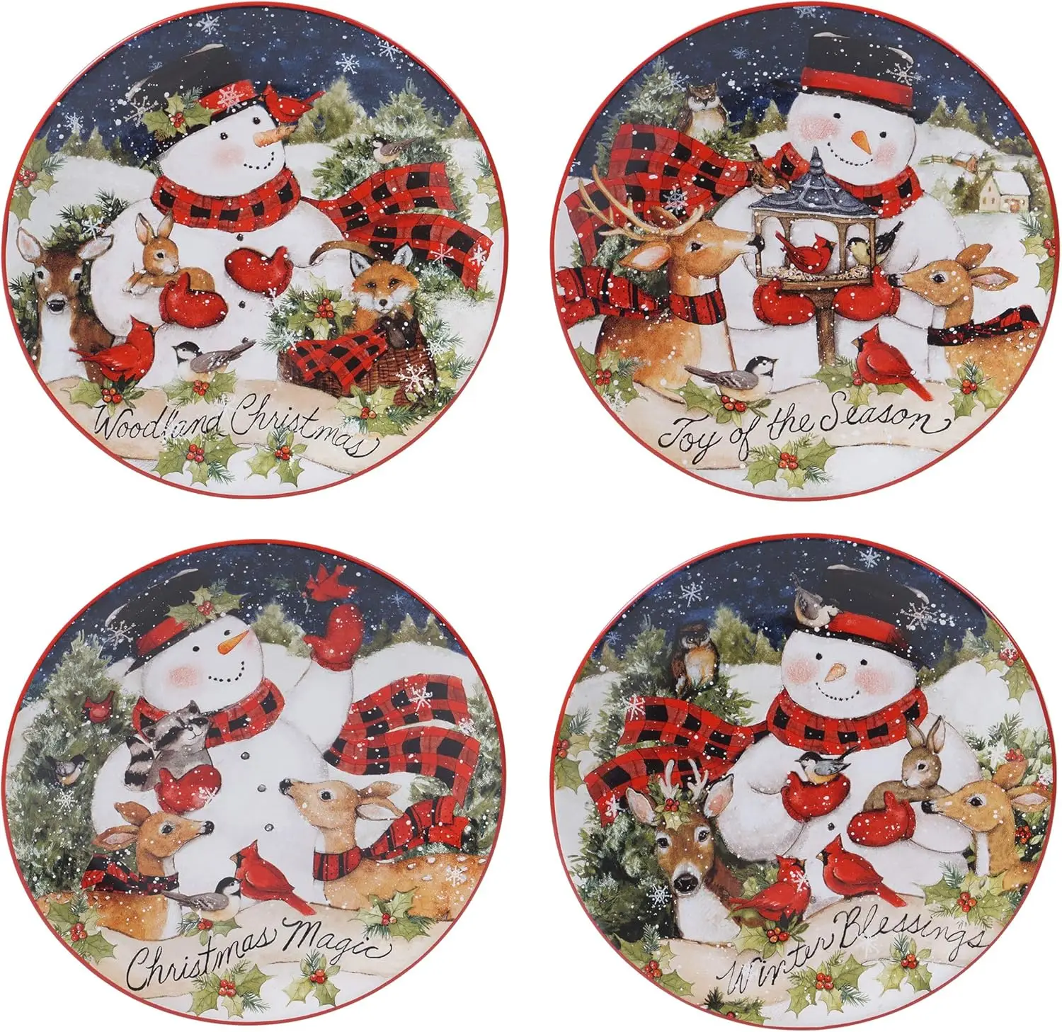 Magic of Christmas Snowman 9" Salad/Dessert Plates, Multicolored, Medium, Set of 4