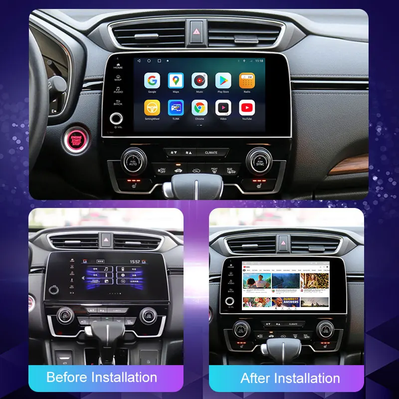 2 Din Android Car Stereo Radio For Honda CRV CR-V 2017 2018 2019 2020 2021 Multimedia Player Navigation GPS Carplay Head Unit