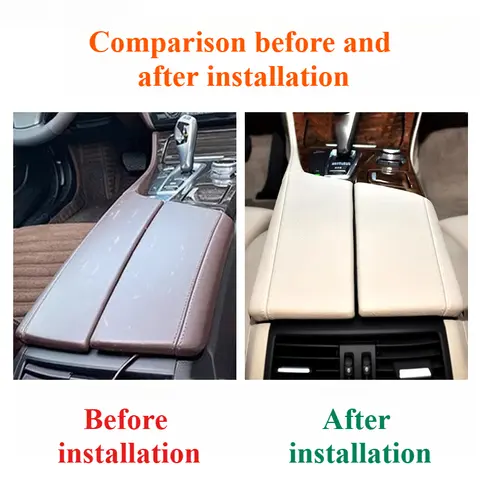 BMW 5 시리즈 F10 F11 F18 2010-2017 센터 콘솔 암레스트 박스 뚜껑 가죽 무늬 커버 트림 패널 내부 개조 키트