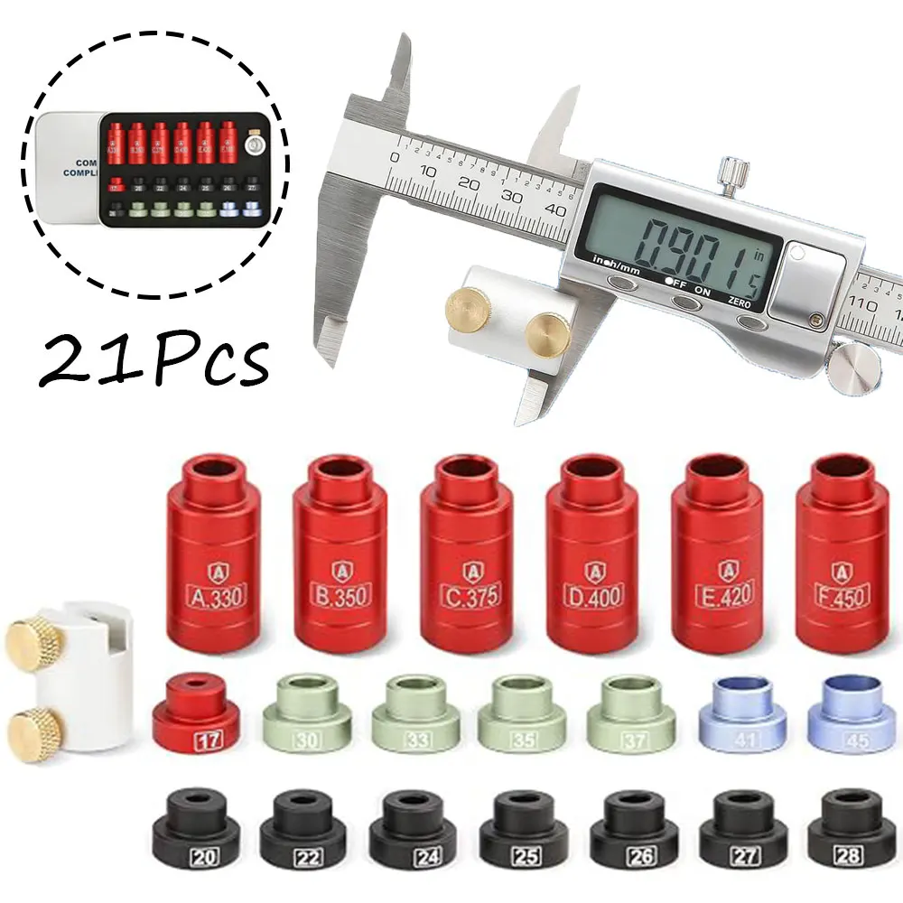 Bullet Comparator Kit 14 Inserts 6 Bushings 6061 Aluminum Cartridge Gauge Set Cartridge Measuring Set Ammo Reloading Accessories