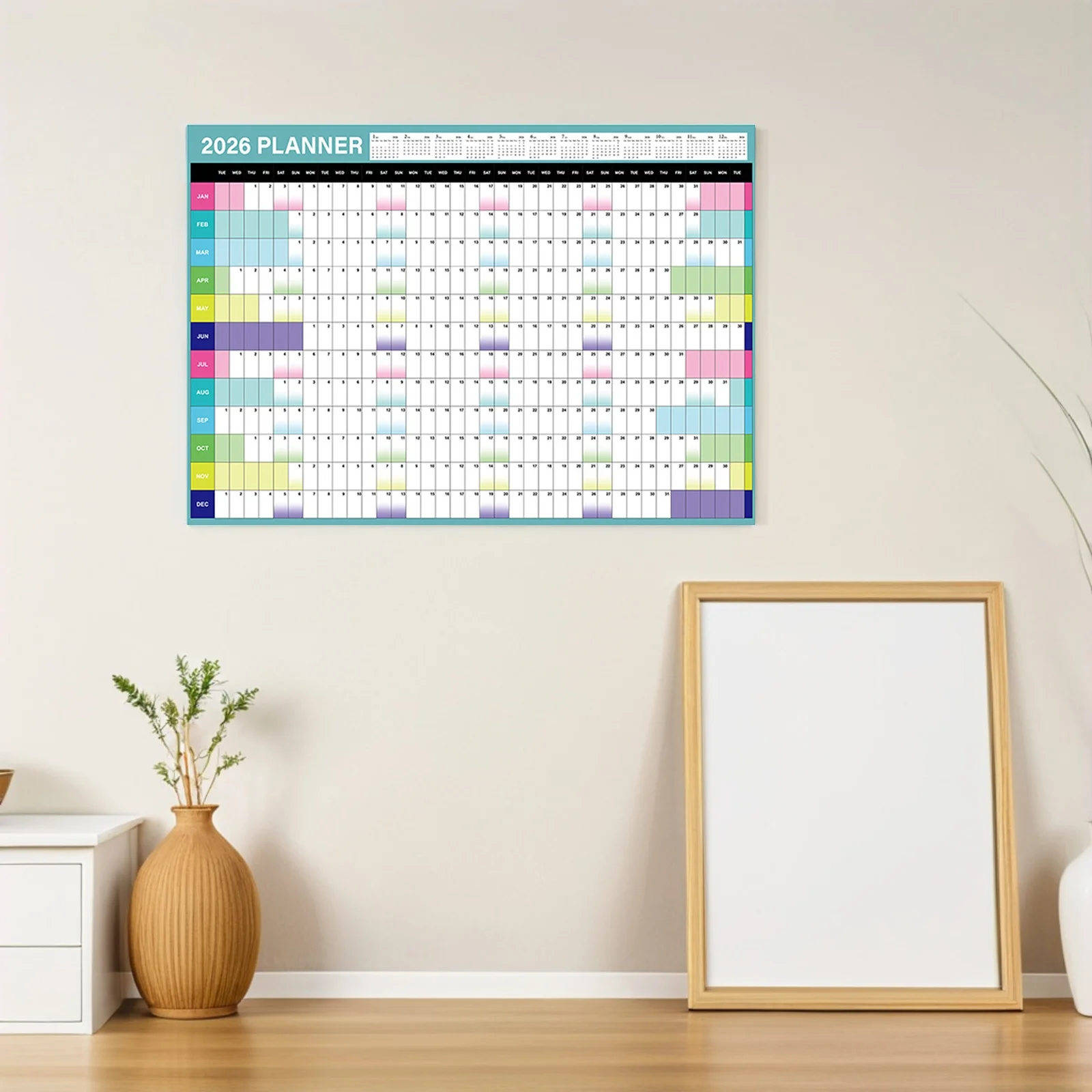 Annual Calendar Monthly Planner Hanging Aesthetic Wall Printed Calendars Large Full Page Big Traditional