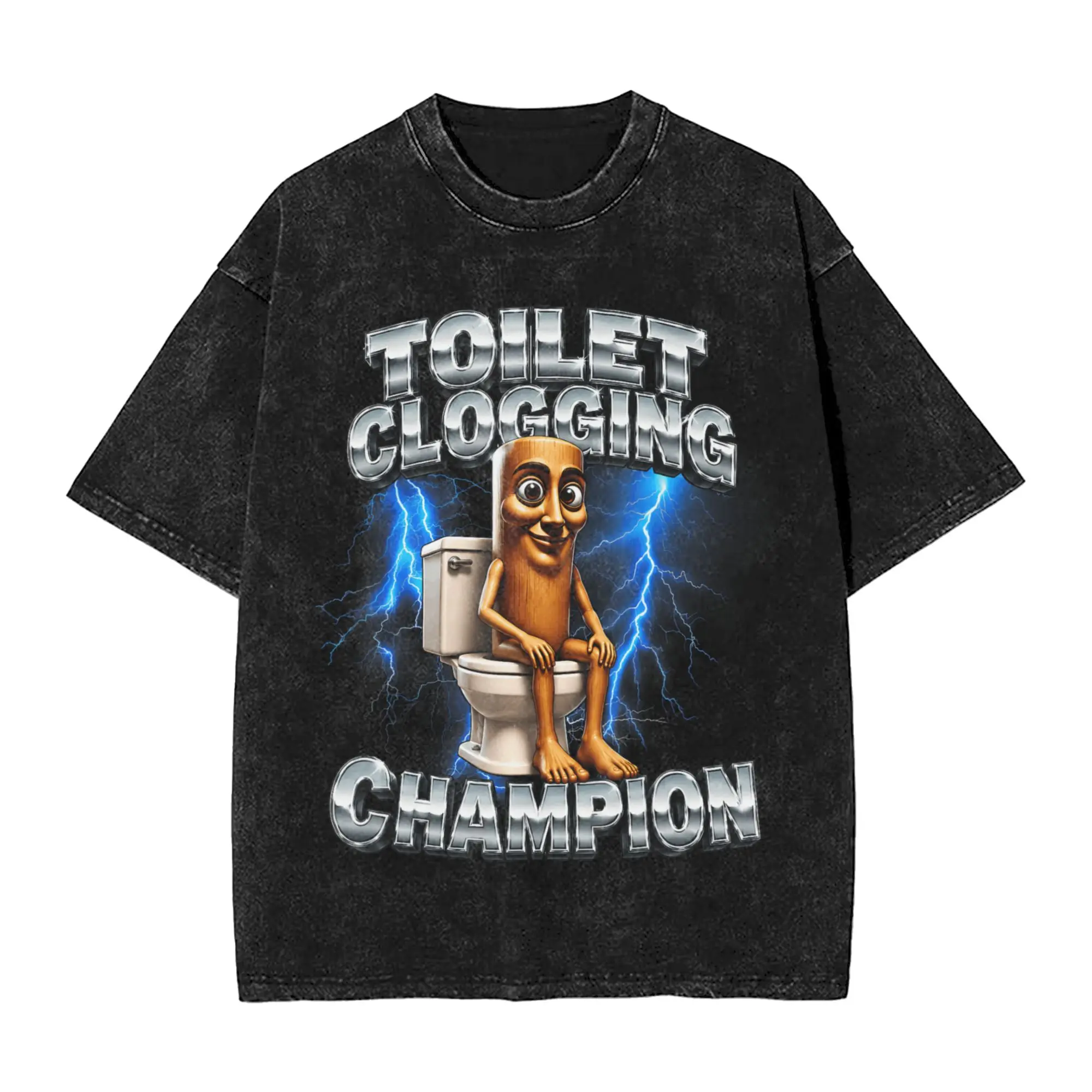 Toilet Clogging Champion Tung Tung Tung Sahur T-Shirts Top Tees Summer Streetwear Short-Sleeve T-Shirt Harajuku Design Tshirt