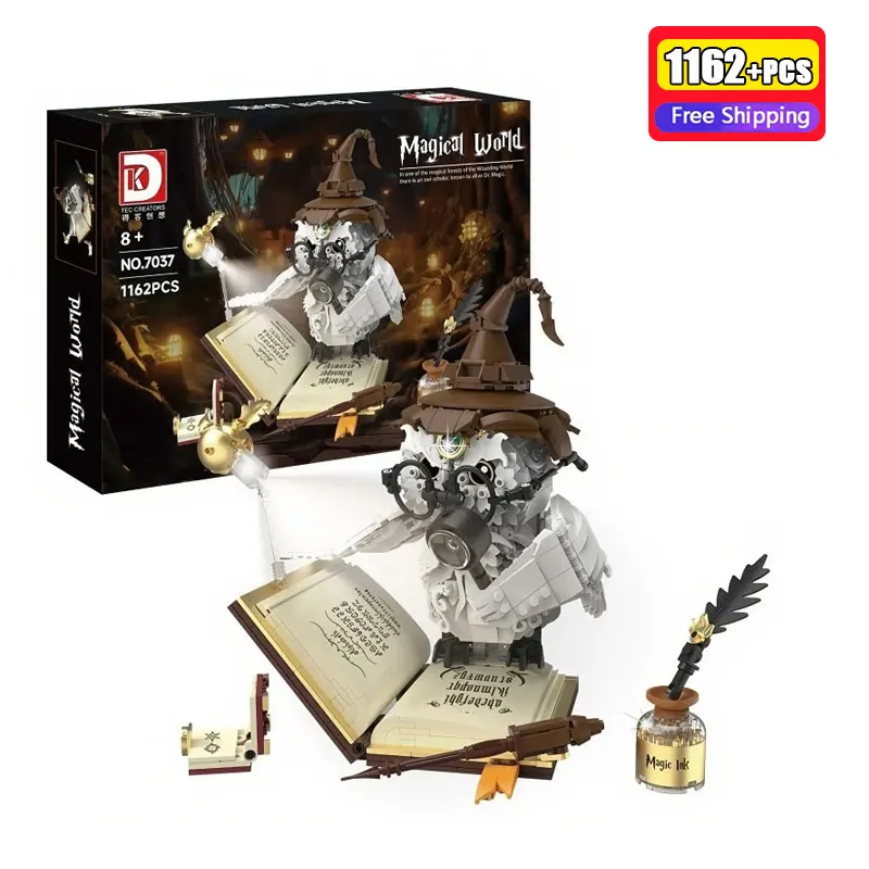 

Конструктор DK7037 «Волшебный доктор-сова» (1162 детали) с подсветкой, креативная модель птицы, развивающие игрушки для детей, подарки