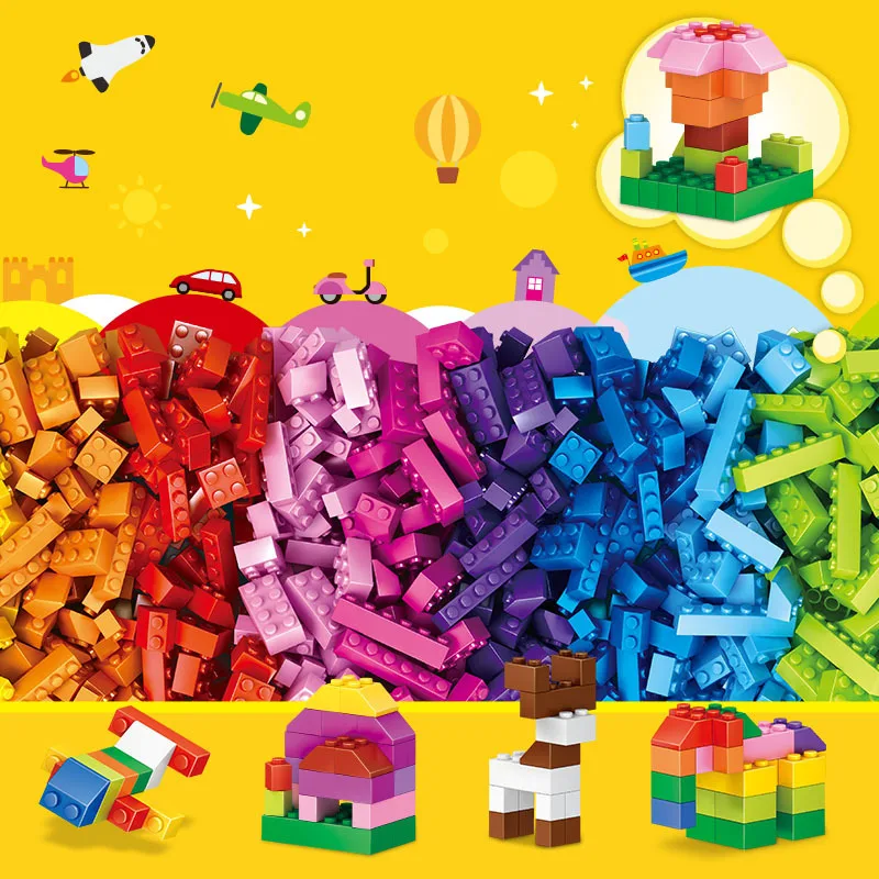 300 500 1000 Pieces Building Blocks City DIY Creative Bricks Compatible MOC Bricks Bulk Base Plate Educational Kids Toy Blocks