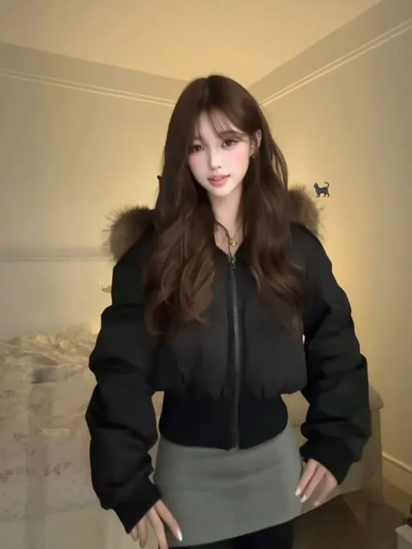 

Корейское хлопковое платье с капюшоном и меховым воротником, модное пальто, теплое, удобное зимнее пальто для поездок на работу