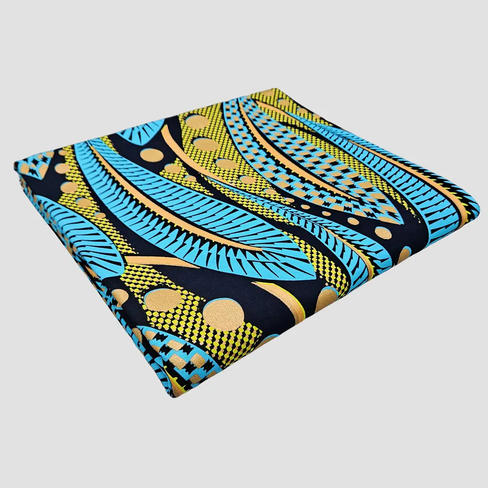 Afrikanischer verzierter Goldwachs, 100% Baumwoll-Wachsblockdruckstoff, zur Herstellung von Kleidung, Taschen und DIY-Dekorationen, 6 Yards. – Detail 2