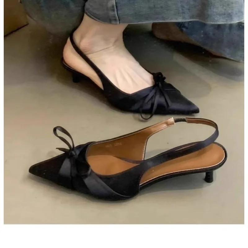 

Летние женские сандалии на высоком каблуке с узлом-бабочкой, модные туфли с острым носком, женские элегантные туфли-лодочки для танцевальной вечеринки