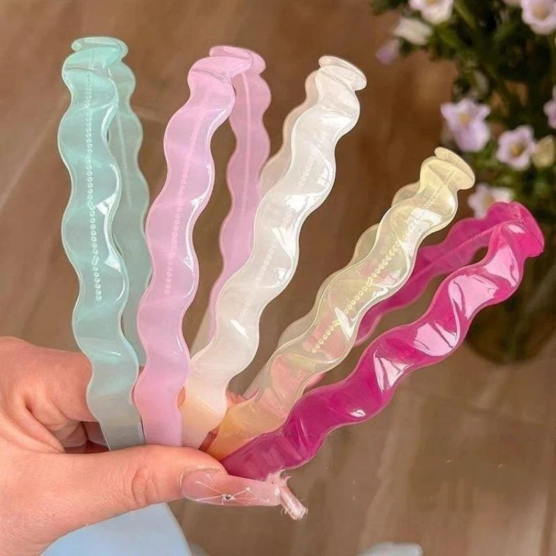 Serre-têtes ondulés couleur gelée, antidérapants, surface brillante, parfaits pour le quotidien, le maquillage et les fêtes
