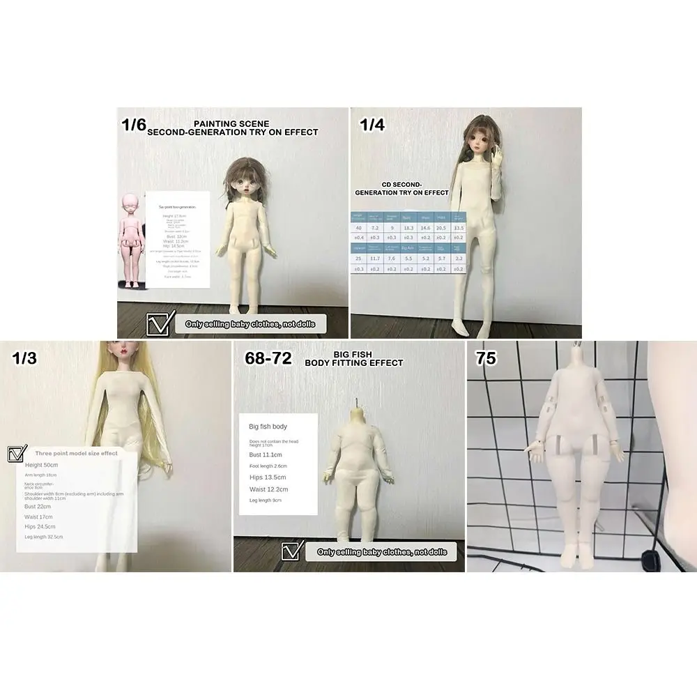 ใหม่น่ารักผ้าฝ้ายสีขาวชุดนอนสำหรับ 1/3 1/4 1/6 ตุ๊กตา BJD จั๊มสูทยืดหยุ่นเสื้อผ้าสำหรับตุ๊กตา 30/45/60 ซม. DIY อุปกรณ์เสริม