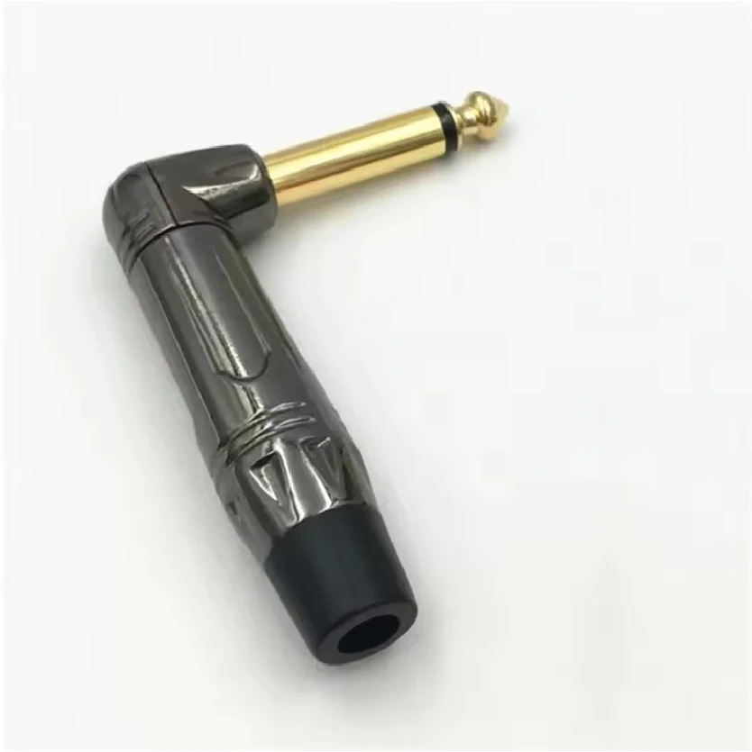 Guitar Microphone Audio 6.35mm Right Angle Male Plug Mono Stereo Jack Wire Connector