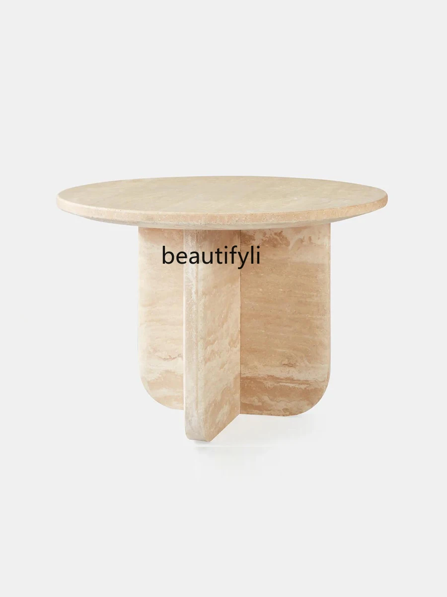 Mild Luxury Marble Combined Tea Table Living Room Small Apartment High-Grade Cave Stone Side Table