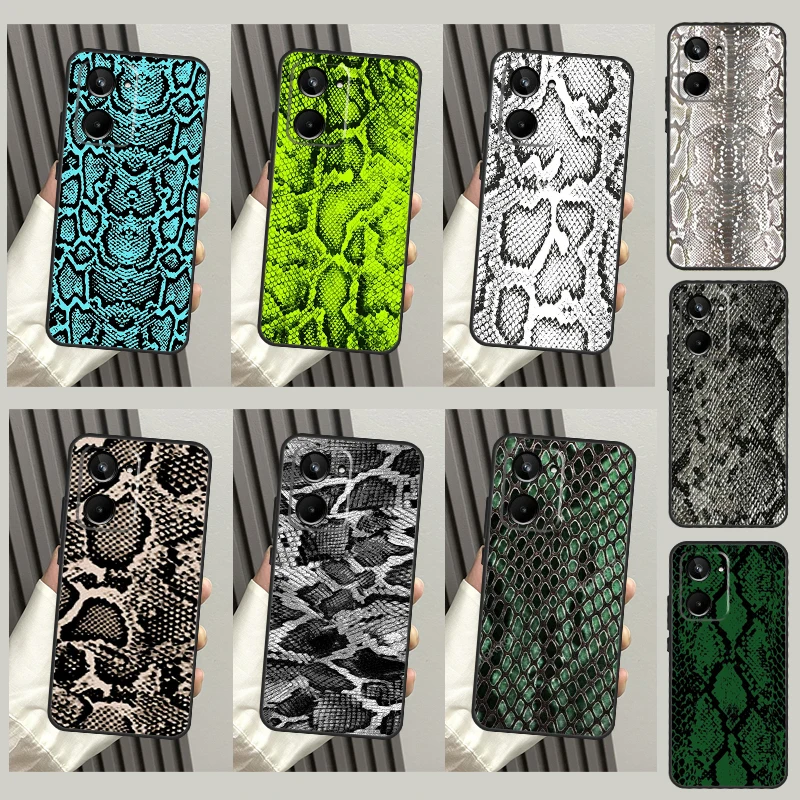 Snake Skin Print Case For Realme 10 8 9 Pro Plus GT Neo 5 2T 3T Master C11 C25 C30 C31 C35 C21Y C25Y Cover