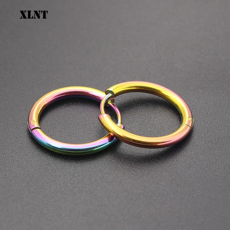 XLNT 1 Pair Small Hoop Earrings Stainless Steel Circle Round Huggie Hoop Earrings for Women Men Ear Ring Ear Bone Buckle