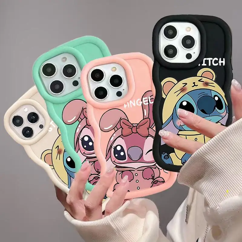 Cute Stitch Couple Case For Realme C61 C63 C51 C53 C55 C65 C67 C35 C33 C30 C21Y C25Y C20 C15 10 11 12 Pro Plus 5 9i A78 A79