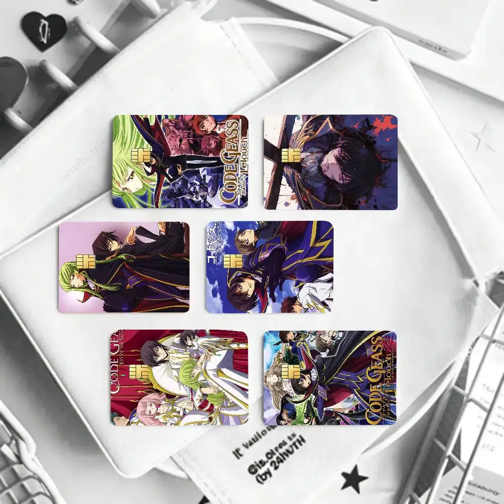C-CODE G-GEASS Lelouch Of The Rebellion Animation Card Sticker 4Pcs Credit Card Skin Anti Scratch Bank Debit Card Decal